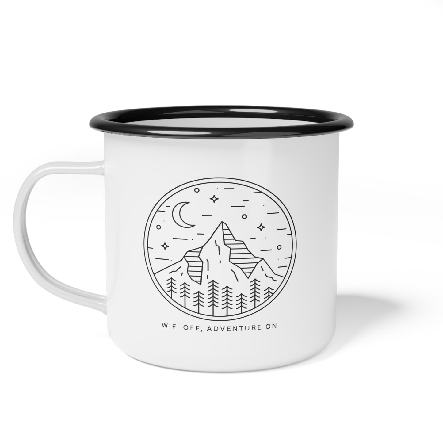 Camping Enamel Mug - 'WIFI OFF, ADVENTURE ON'