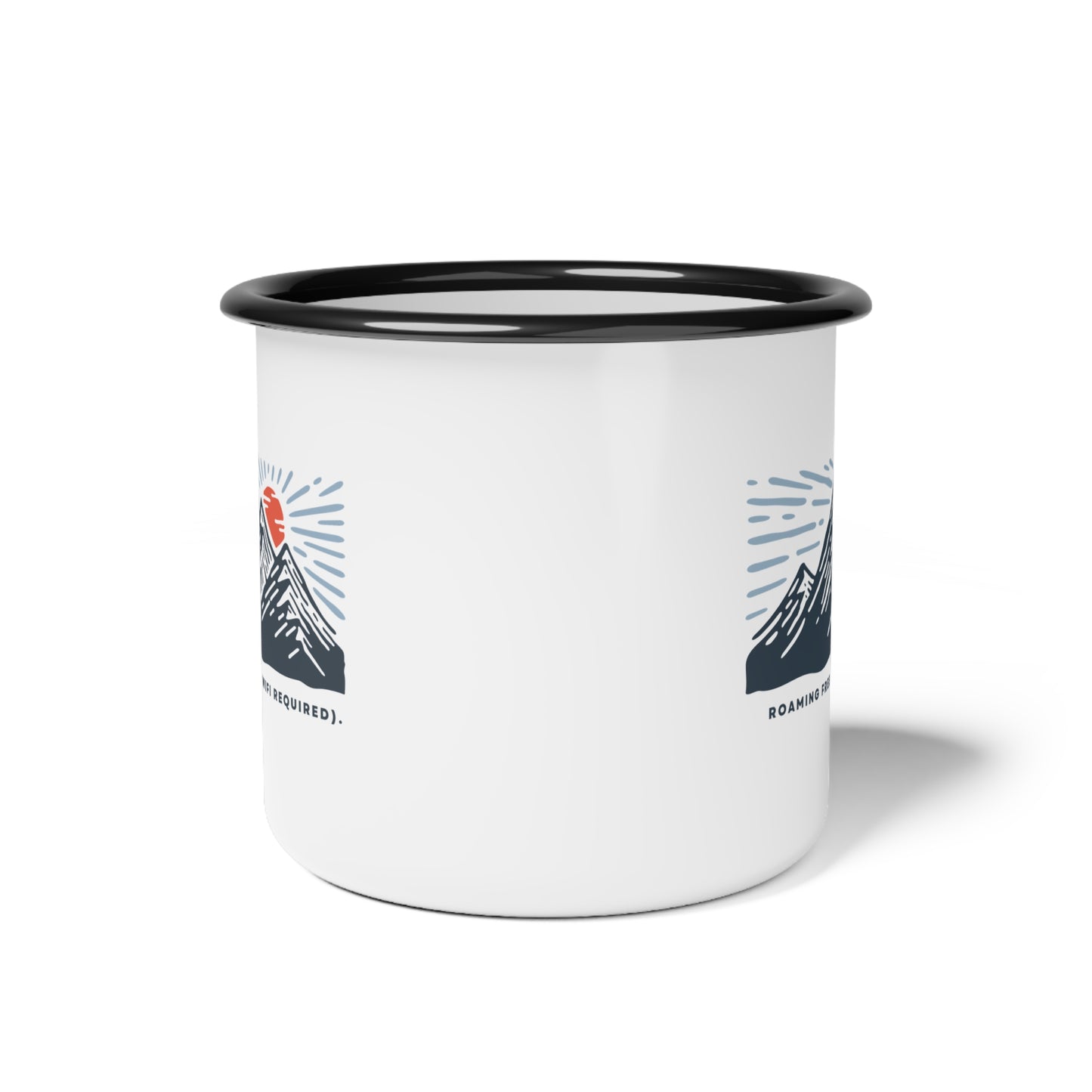 Enamel Camp Mug - "Roaming Free (No WiFi Required)" Adventure Mug for Outdoor Enthusiasts