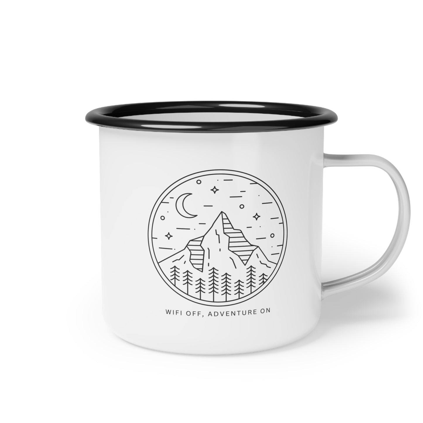 Camping Enamel Mug - 'WIFI OFF, ADVENTURE ON'