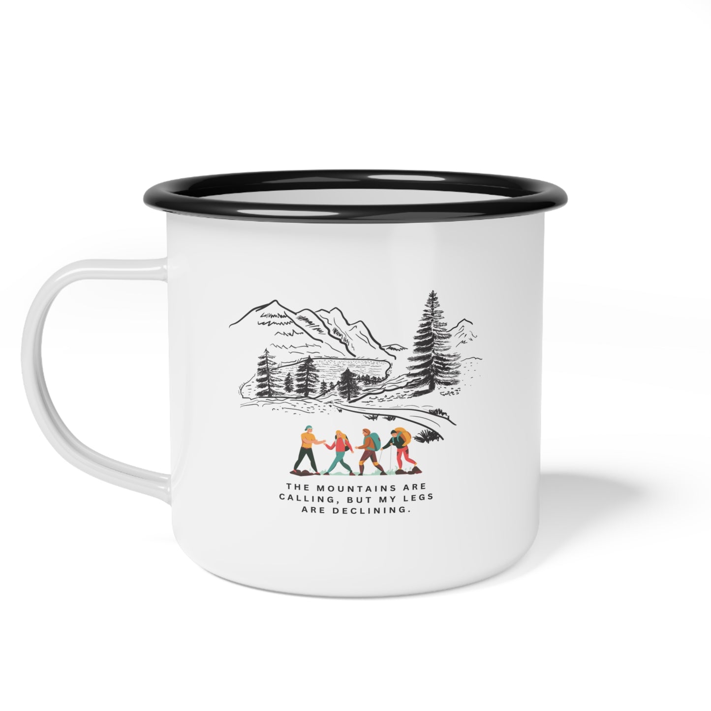 Mountain Adventure Enamel Camp Cup, Camping Mug, Coffee Lovers Gift