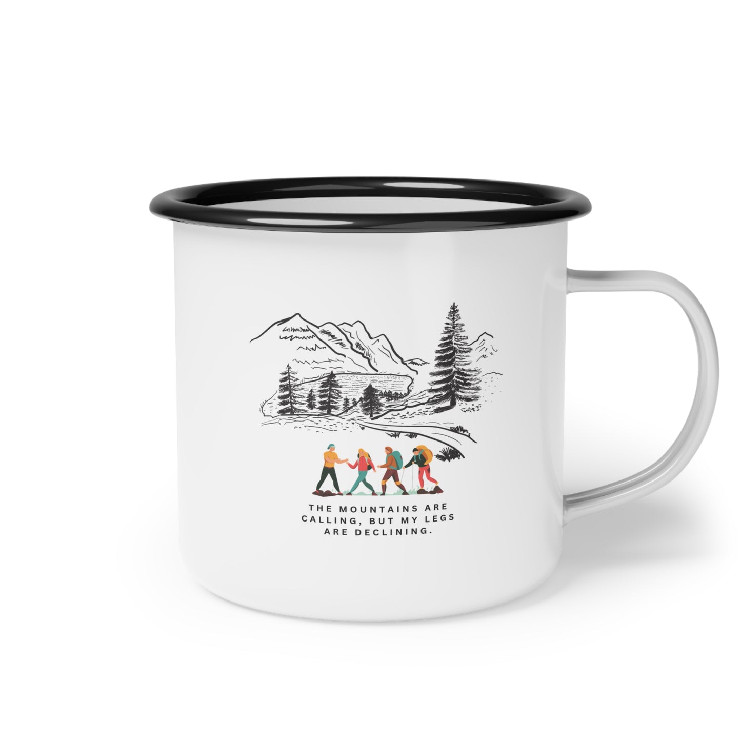 Mountain Adventure Enamel Camp Cup, Camping Mug, Coffee Lovers Gift
