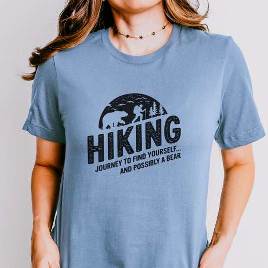 Hiking Adventure Tee - Journey to Find Yourself & Possibly a Bear, Funny Hiking T-shirt