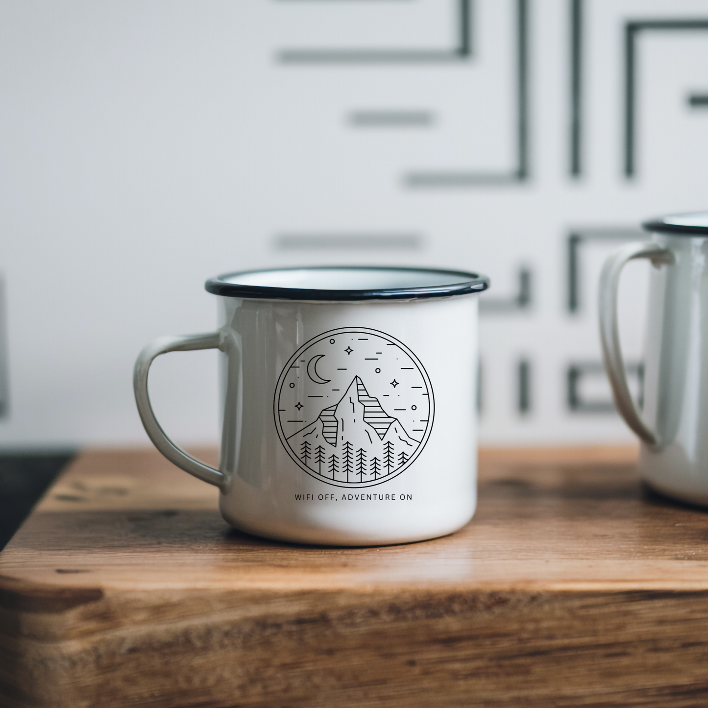 Camping Enamel Mug - 'WIFI OFF, ADVENTURE ON'